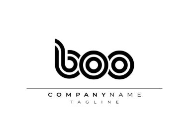 BOO Yaratıcı Eşsiz Modern Harf Logosu Tasarımı. Benzersiz bir harf dizaynına sahip stilize logo, soyut minimalist estetik ve modern cazibe sunar.