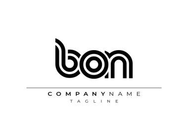 BON Yaratıcı Eşsiz Modern Harf Logosu Tasarımı. Benzersiz bir harf dizaynına sahip stilize logo, soyut minimalist estetik ve modern cazibe sunar.