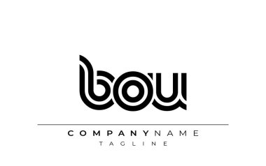 BOU Yaratıcı Eşsiz Modern Harf Logosu Tasarımı. Benzersiz bir harf dizaynına sahip stilize logo, soyut minimalist estetik ve modern cazibe sunar.