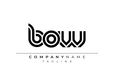 BOW Yaratıcı Eşsiz Modern Harf Logosu Tasarımı. Benzersiz bir harf dizaynına sahip stilize logo, soyut minimalist estetik ve modern cazibe sunar.