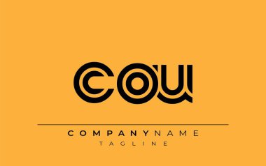 COU Yaratıcı Eşsiz Modern Harf Logosu Tasarımı. Benzersiz bir harf dizaynına sahip stilize logo, soyut minimalist estetik ve modern cazibe sunar.