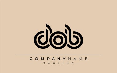 DOB Yaratıcı Eşsiz Modern Harf Logosu Tasarımı. Benzersiz bir harf dizaynına sahip stilize logo, soyut minimalist estetik ve modern cazibe sunar.