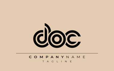 DOC Yaratıcı Eşsiz Modern Harf Logosu Tasarımı. Benzersiz bir harf dizaynına sahip stilize logo, soyut minimalist estetik ve modern cazibe sunar.