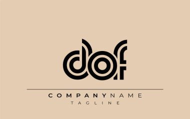 DOF Yaratıcı Eşsiz Modern Harf Logosu Tasarımı. Benzersiz bir harf dizaynına sahip stilize logo, soyut minimalist estetik ve modern cazibe sunar.