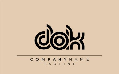 DOK Yaratıcı Eşsiz Modern Harf Logosu Tasarımı. Benzersiz bir harf dizaynına sahip stilize logo, soyut minimalist estetik ve modern cazibe sunar.