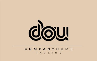 DOU Yaratıcı Eşsiz Modern Harf Logosu Tasarımı. Benzersiz bir harf dizaynına sahip stilize logo, soyut minimalist estetik ve modern cazibe sunar.