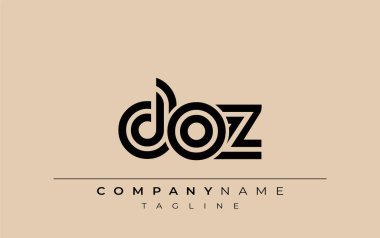 DOZ Yaratıcı Eşsiz Modern Harf Logosu Tasarımı. Benzersiz bir harf dizaynına sahip stilize logo, soyut minimalist estetik ve modern cazibe sunar.