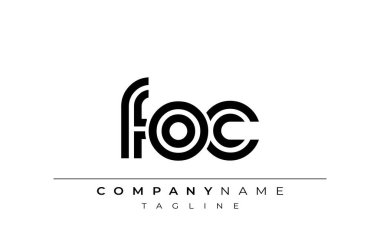 FOC Yaratıcı Eşsiz Modern Harf Logosu Tasarımı. Benzersiz bir harf dizaynına sahip stilize logo, soyut minimalist estetik ve modern cazibe sunar.
