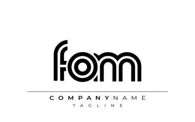 FOM Yaratıcı Eşsiz Modern Harf Logosu Tasarımı. Benzersiz bir harf dizaynına sahip stilize logo, soyut minimalist estetik ve modern cazibe sunar.