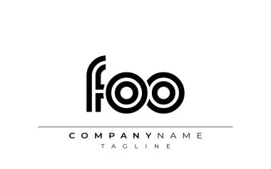 FOO Yaratıcı Eşsiz Modern Harf Logosu Tasarımı. Benzersiz bir harf dizaynına sahip stilize logo, soyut minimalist estetik ve modern cazibe sunar.