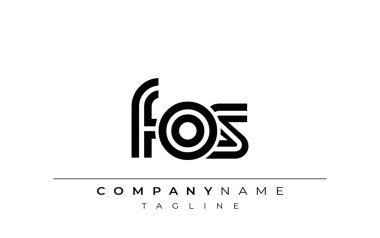 FOS Yaratıcı Eşsiz Modern Harf Logosu Tasarımı. Benzersiz bir harf dizaynına sahip stilize logo, soyut minimalist estetik ve modern cazibe sunar.