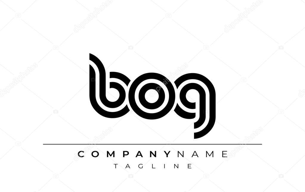 BOG Creative Unique Modern Letter Logo Design. Stylized logo featuring a unique letter design, presenting abstract minimalist aesthetics and modern appeal.