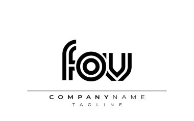 FOV Yaratıcı Eşsiz Modern Harf Logosu Tasarımı. Benzersiz bir harf dizaynına sahip stilize logo, soyut minimalist estetik ve modern cazibe sunar.
