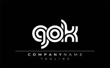 GOK Yaratıcı Eşsiz Modern Harf Logosu Tasarımı. Benzersiz bir harf dizaynına sahip stilize logo, soyut minimalist estetik ve modern cazibe sunar.