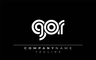 GOR Yaratıcı Eşsiz Modern Harf Logosu Tasarımı. Benzersiz bir harf dizaynına sahip stilize logo, soyut minimalist estetik ve modern cazibe sunar.