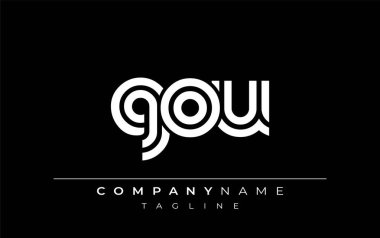 GOU Yaratıcı Eşsiz Modern Harf Logosu Tasarımı. Benzersiz bir harf dizaynına sahip stilize logo, soyut minimalist estetik ve modern cazibe sunar.