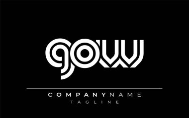 GOW Yaratıcı Eşsiz Modern Harf Logosu Tasarımı. Benzersiz bir harf dizaynına sahip stilize logo, soyut minimalist estetik ve modern cazibe sunar.