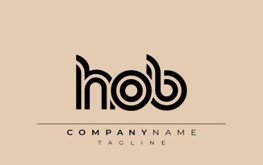 HOB Yaratıcı Eşsiz Modern Harf Logosu Tasarımı. Benzersiz bir harf dizaynına sahip stilize logo, soyut minimalist estetik ve modern cazibe sunar.