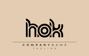 HOK Yaratıcı Eşsiz Modern Harf Logosu Tasarımı. Benzersiz bir harf dizaynına sahip stilize logo, soyut minimalist estetik ve modern cazibe sunar.