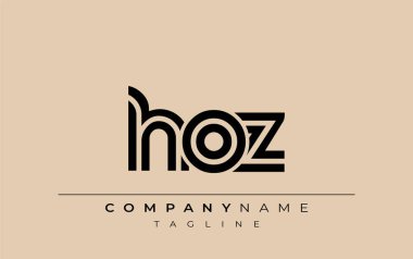 HOZ Yaratıcı Eşsiz Modern Harf Logosu Tasarımı. Benzersiz bir harf dizaynına sahip stilize logo, soyut minimalist estetik ve modern cazibe sunar.