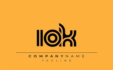 IOK Yaratıcı Eşsiz Modern Harf Logosu Tasarımı. Benzersiz bir harf dizaynına sahip stilize logo, soyut minimalist estetik ve modern cazibe sunar.