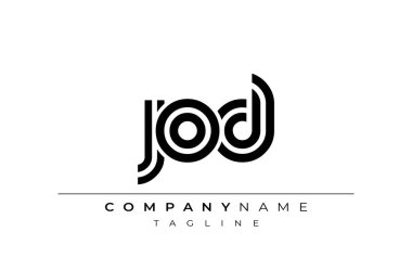 JOD Yaratıcı Eşsiz Modern Harf Logosu Tasarımı. Benzersiz bir harf dizaynına sahip stilize logo, soyut minimalist estetik ve modern cazibe sunar.