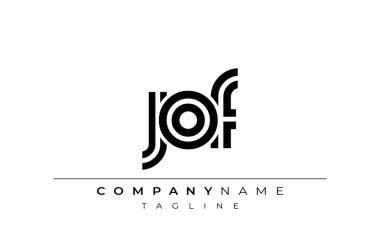 JOF Yaratıcı Eşsiz Modern Harf Logosu Tasarımı. Benzersiz bir harf dizaynına sahip stilize logo, soyut minimalist estetik ve modern cazibe sunar.