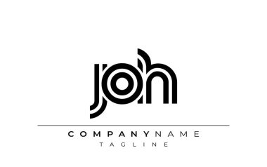 JOH Yaratıcı Eşsiz Modern Harf Logosu Tasarımı. Benzersiz bir harf dizaynına sahip stilize logo, soyut minimalist estetik ve modern cazibe sunar.