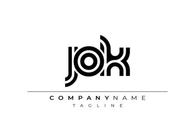JOK Yaratıcı Eşsiz Modern Harf Logosu Tasarımı. Benzersiz bir harf dizaynına sahip stilize logo, soyut minimalist estetik ve modern cazibe sunar.