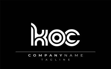 KOC Yaratıcı Eşsiz Modern Harf Logosu Tasarımı. Benzersiz bir harf dizaynına sahip stilize logo, soyut minimalist estetik ve modern cazibe sunar.
