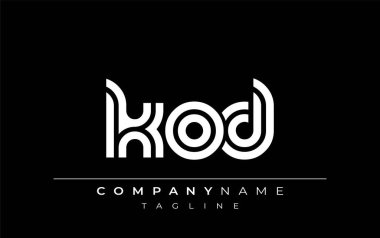 KOD Yaratıcı Eşsiz Modern Harf Logosu Tasarımı. Benzersiz bir harf dizaynına sahip stilize logo, soyut minimalist estetik ve modern cazibe sunar.
