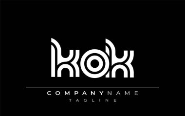 KOK Yaratıcı Eşsiz Modern Harf Logosu Tasarımı. Benzersiz bir harf dizaynına sahip stilize logo, soyut minimalist estetik ve modern cazibe sunar.