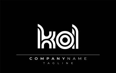 KOL Yaratıcı Eşsiz Modern Harf Logosu Tasarımı. Benzersiz bir harf dizaynına sahip stilize logo, soyut minimalist estetik ve modern cazibe sunar.