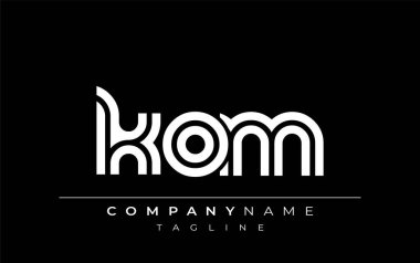 KOM Yaratıcı Eşsiz Modern Harf Logosu Tasarımı. Benzersiz bir harf dizaynına sahip stilize logo, soyut minimalist estetik ve modern cazibe sunar.