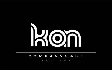 KON Yaratıcı Eşsiz Modern Harf Logosu Tasarımı. Benzersiz bir harf dizaynına sahip stilize logo, soyut minimalist estetik ve modern cazibe sunar.