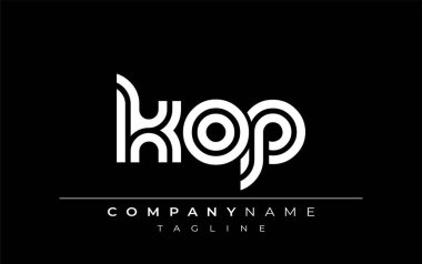KOP Yaratıcı Eşsiz Modern Harf Logosu Tasarımı. Benzersiz bir harf dizaynına sahip stilize logo, soyut minimalist estetik ve modern cazibe sunar.