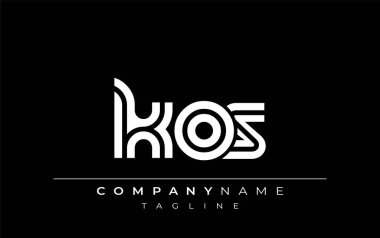 KOS Yaratıcı Eşsiz Modern Harf Logosu Tasarımı. Benzersiz bir harf dizaynına sahip stilize logo, soyut minimalist estetik ve modern cazibe sunar.
