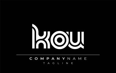 KOU Yaratıcı Eşsiz Modern Harf Logosu Tasarımı. Benzersiz bir harf dizaynına sahip stilize logo, soyut minimalist estetik ve modern cazibe sunar.