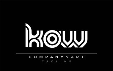 KOW Yaratıcı Eşsiz Modern Harf Logosu Tasarımı. Benzersiz bir harf dizaynına sahip stilize logo, soyut minimalist estetik ve modern cazibe sunar.
