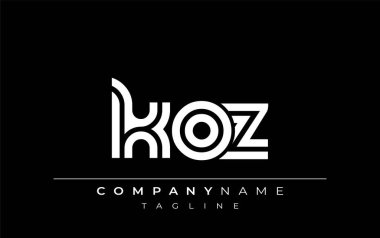 KOZ Yaratıcı Eşsiz Modern Harf Logosu Tasarımı. Benzersiz bir harf dizaynına sahip stilize logo, soyut minimalist estetik ve modern cazibe sunar.