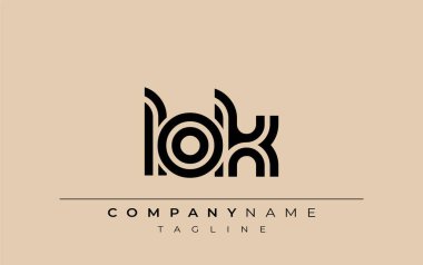 LOK Yaratıcı Eşsiz Modern Harf Logosu Tasarımı. Benzersiz bir harf dizaynına sahip stilize logo, soyut minimalist estetik ve modern cazibe sunar.
