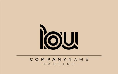 LOU Yaratıcı Eşsiz Modern Harf Logosu Tasarımı. Benzersiz bir harf dizaynına sahip stilize logo, soyut minimalist estetik ve modern cazibe sunar.