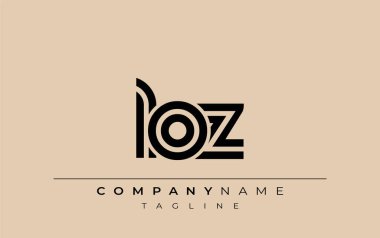 LOZ Yaratıcı Eşsiz Modern Harf Logosu Tasarımı. Benzersiz bir harf dizaynına sahip stilize logo, soyut minimalist estetik ve modern cazibe sunar.