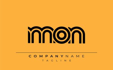 MON Yaratıcı Eşsiz Modern Harf Logosu Tasarımı. Benzersiz bir harf dizaynına sahip stilize logo, soyut minimalist estetik ve modern cazibe sunar.