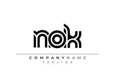 NOK Yaratıcı Eşsiz Modern Harf Logosu Tasarımı. Benzersiz bir harf dizaynına sahip stilize logo, soyut minimalist estetik ve modern cazibe sunar.
