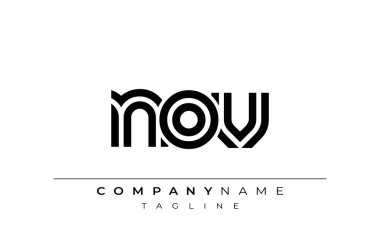NOV Yaratıcı Eşsiz Modern Harf Logosu Tasarımı. Benzersiz bir harf dizaynına sahip stilize logo, soyut minimalist estetik ve modern cazibe sunar.
