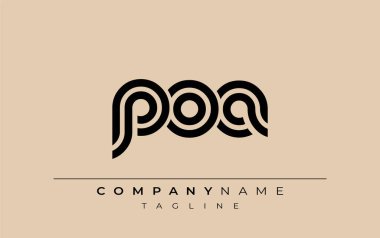 POA Yaratıcı Eşsiz Modern Harf Logosu Tasarımı. Benzersiz bir harf dizaynına sahip stilize logo, soyut minimalist estetik ve modern cazibe sunar.
