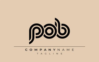 POB Yaratıcı Eşsiz Modern Harf Logosu Tasarımı. Benzersiz bir harf dizaynına sahip stilize logo, soyut minimalist estetik ve modern cazibe sunar.