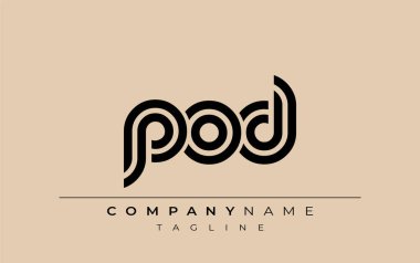 POD Yaratıcı Eşsiz Modern Harf Logosu Tasarımı. Benzersiz bir harf dizaynına sahip stilize logo, soyut minimalist estetik ve modern cazibe sunar.