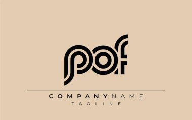 POF Yaratıcı Eşsiz Modern Harf Logosu Tasarımı. Benzersiz bir harf dizaynına sahip stilize logo, soyut minimalist estetik ve modern cazibe sunar.